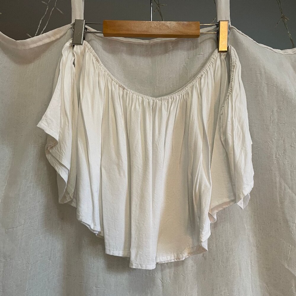 White Gathered Off the Shoulder Peasant Top